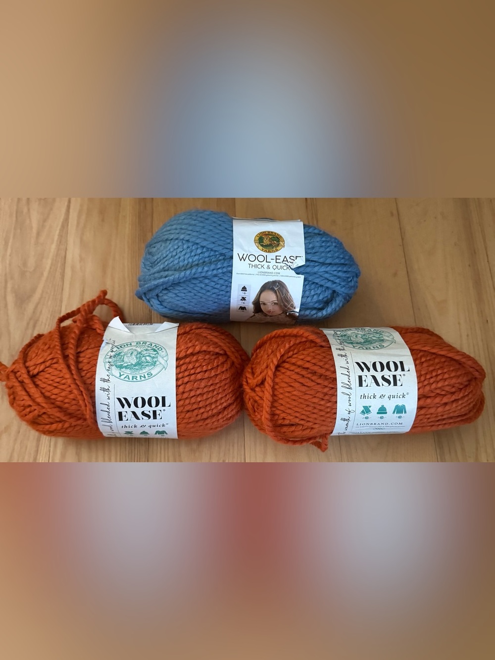 Lion Brand Wool Ease Thick & Quick Yarn Lot 3 Pumpkin Air Force Super Bulky